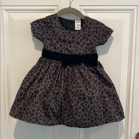 Carter’s 9 Months Baby Girl Animal Print Shortsleeve Dress with Bow - Picture 1 of 4